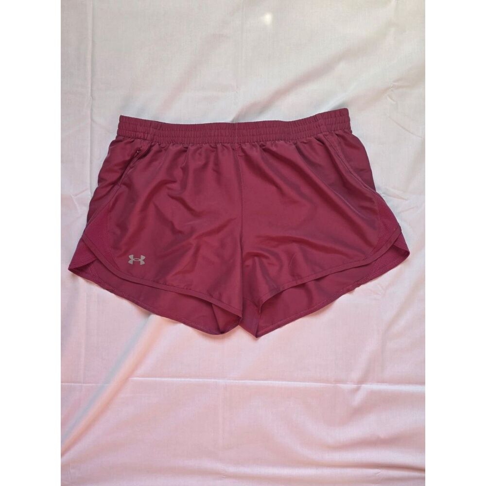 Under Armour Fly-By 2.0 Women's XL Running Shorts Maroon Rose Loose